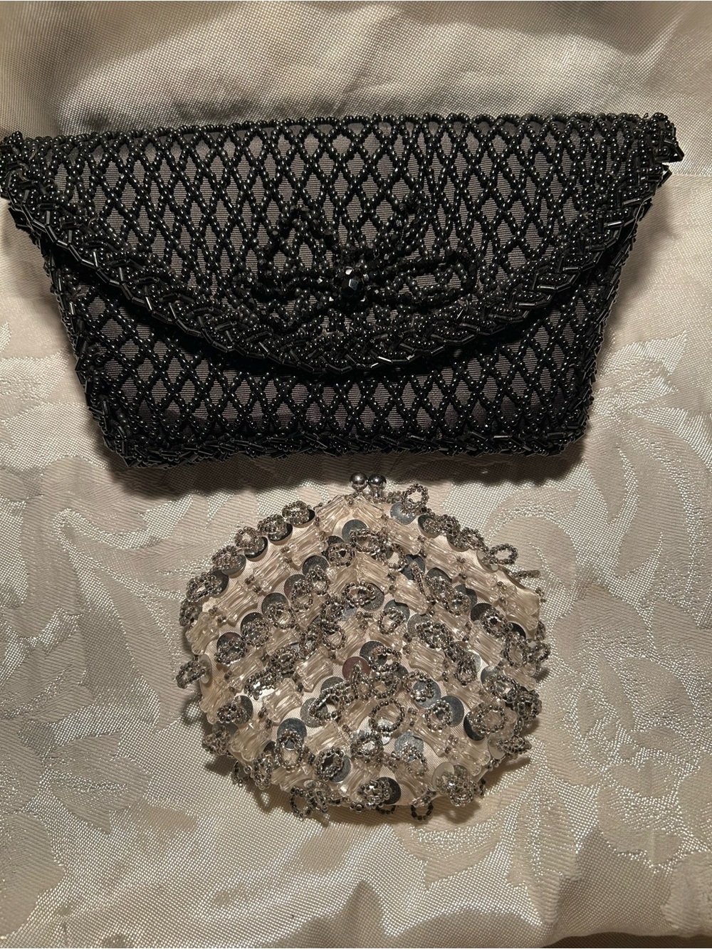 Black Beaded Evening Clutch - Elegant Women's Bag
